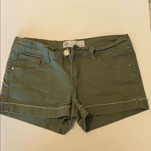 RSQ Olive Green Cuffed Jean Shorts